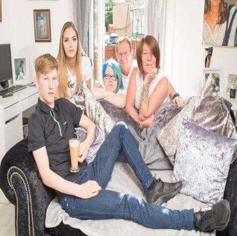 Connor Newall with his mother, father, sister, and girlfriend 